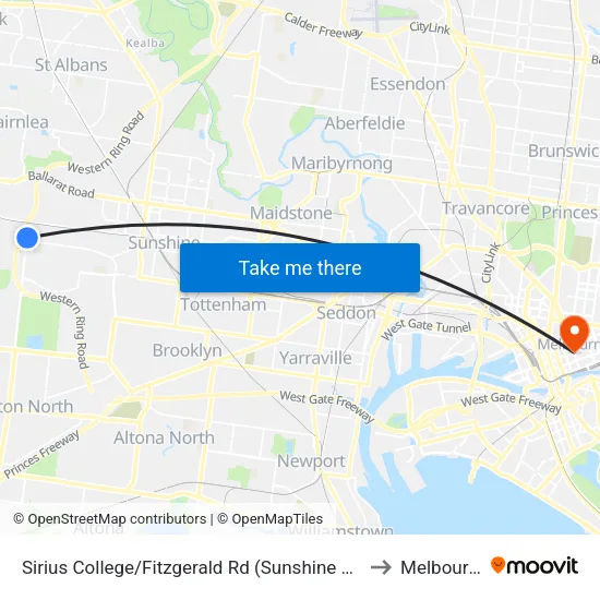 Sirius College/Fitzgerald Rd to Melbourne map