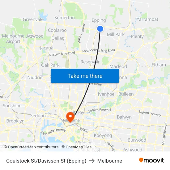 Coulstock St/Davisson St to Melbourne map