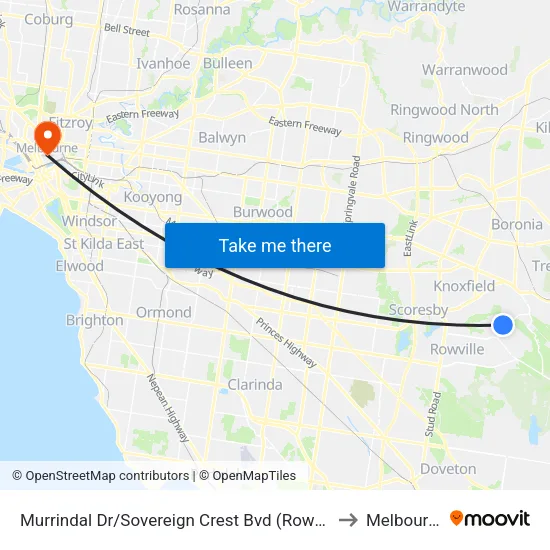Murrindal Dr/Sovereign Crest Bvd to Melbourne map