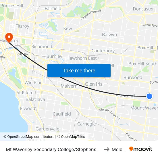 Mt Waverley Sec Col/Stephensons Rd to Melbourne map