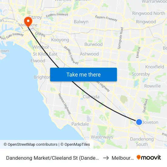 Dandenong Market/Cleeland St to Melbourne map
