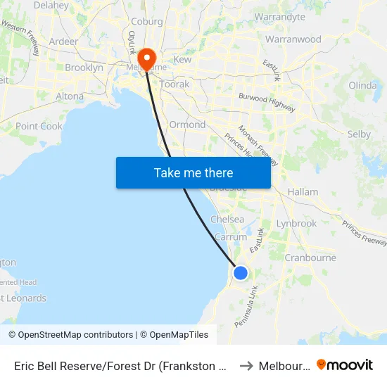 Eric Bell Reserve/Forest Dr to Melbourne map