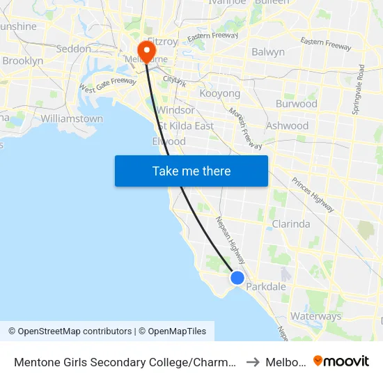 Mentone Girls Secondary College/Charman Rd to Melbourne map