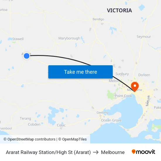 Ararat Railway Station/High St to Melbourne map