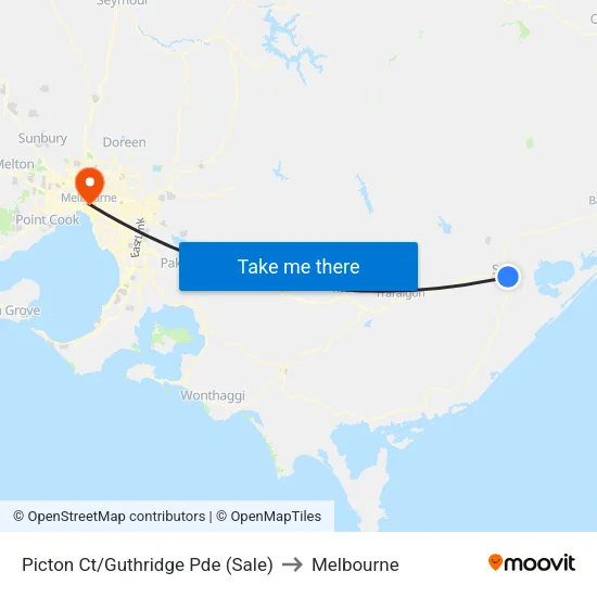 Picton Ct/Guthridge Pde to Melbourne map