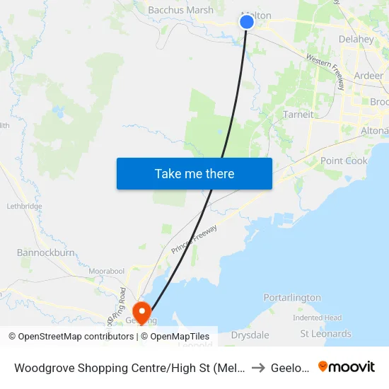 Woodgrove Shopping Centre/High St to Geelong map