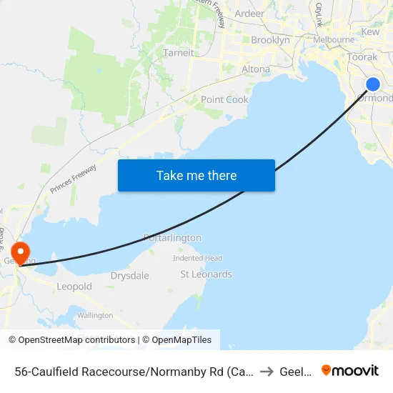 Caulfield Racecourse/Normanby Rd #56 to Geelong map