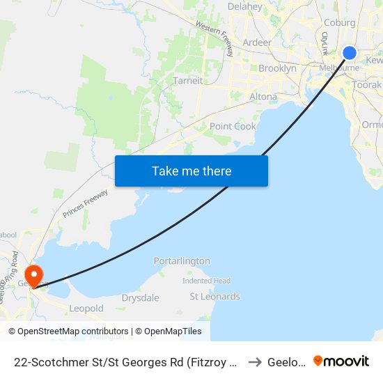 22-Scotchmer St/St Georges Rd (Fitzroy North) to Geelong map