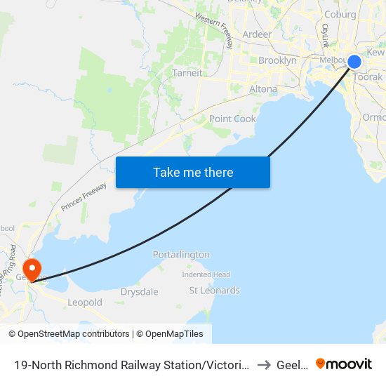 19-North Richmond Railway Station/Victoria St (Richmond) to Geelong map