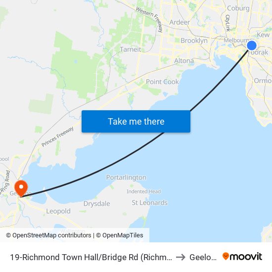 19-Richmond Town Hall/Bridge Rd (Richmond) to Geelong map