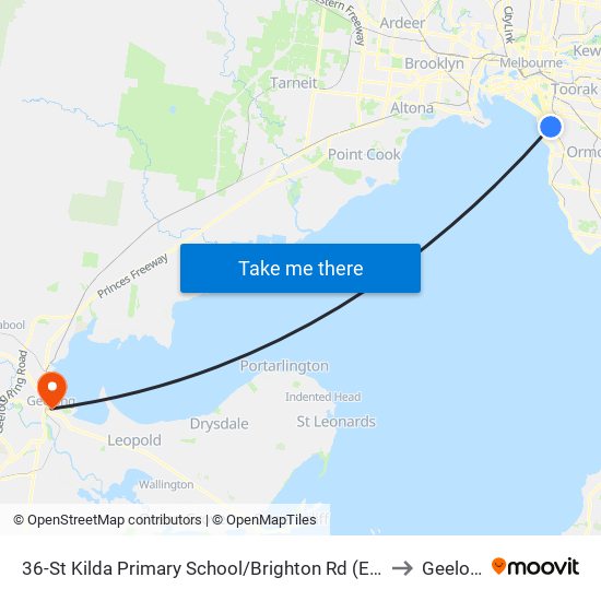 36-St Kilda Primary School/Brighton Rd (Elwood) to Geelong map