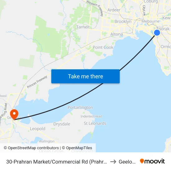 Prahran Market/Commercial Rd #30 to Geelong map