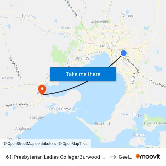 61-Presbyterian Ladies College/Burwood Hwy (Burwood) to Geelong map