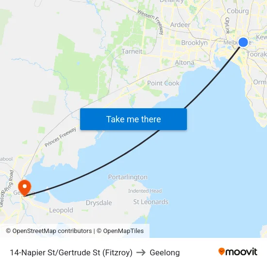 Napier St/Gertrude St #14 to Geelong map