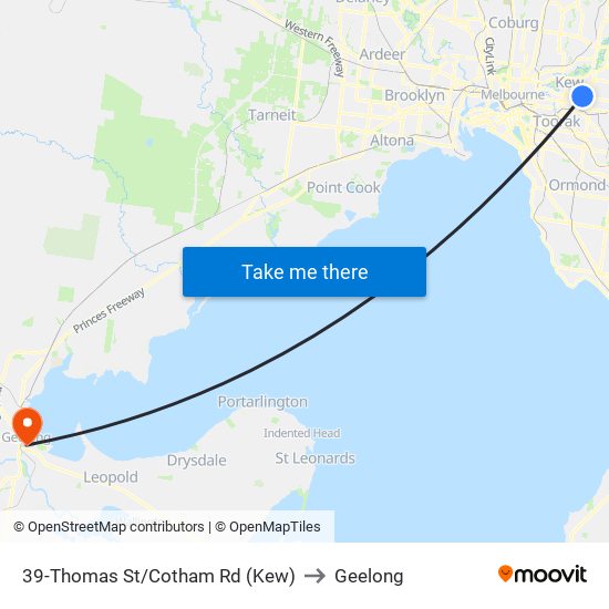 39-Thomas St/Cotham Rd (Kew) to Geelong map