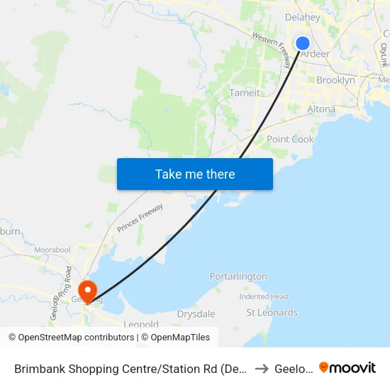 Brimbank Shopping Centre/Station Rd to Geelong map