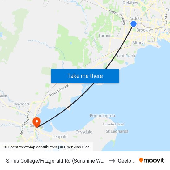 Sirius College/Fitzgerald Rd (Sunshine West) to Geelong map