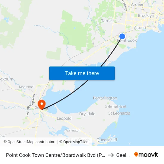 Point Cook Shopping Centre/Boardwalk Bvd to Geelong map