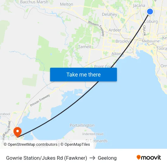 Gowrie Station/Jukes Rd to Geelong map