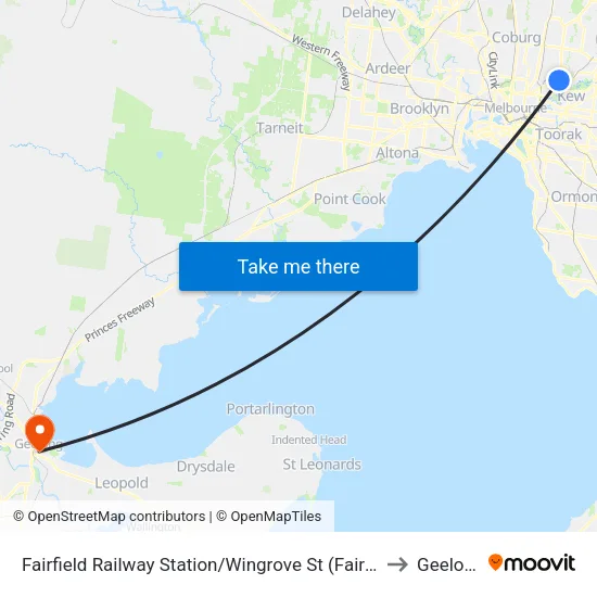 Fairfield Station/Wingrove St to Geelong map