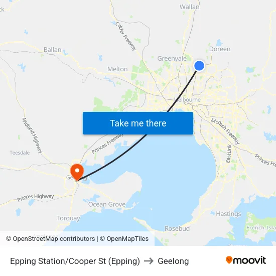 Epping Station/Cooper St to Geelong map