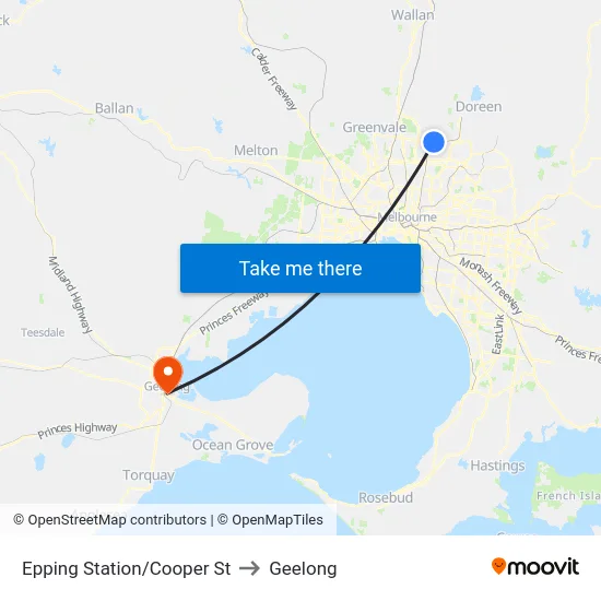 Epping Station/Cooper St to Geelong map