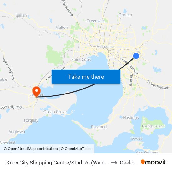 Knox City Shopping Centre/Stud Rd (Wantirna) to Geelong map