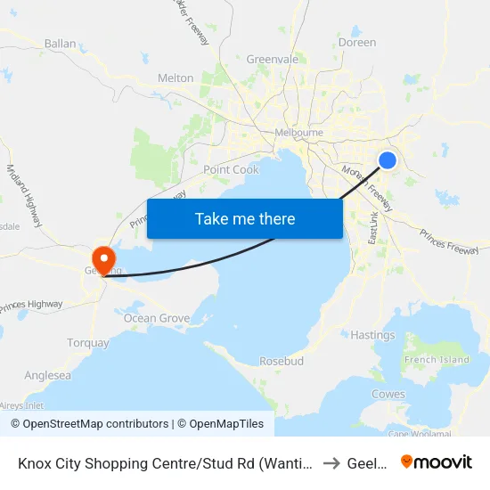 Knox City Shopping Centre/Stud Rd to Geelong map