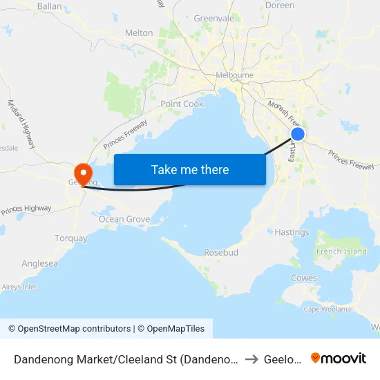 Dandenong Market/Cleeland St to Geelong map