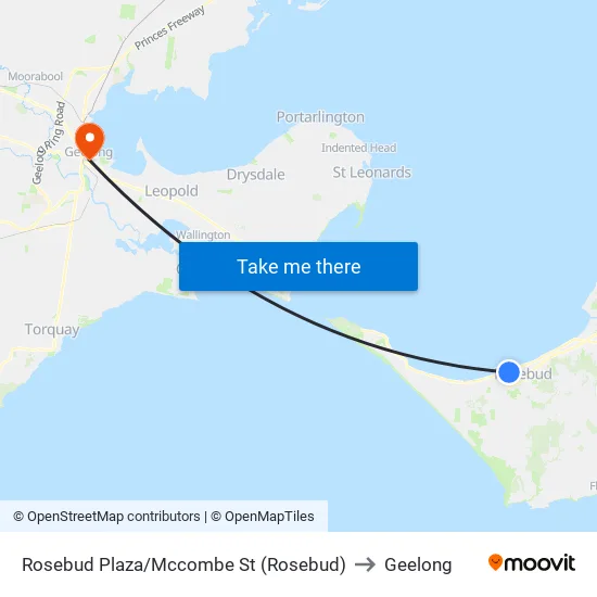 Rosebud Plaza/Mccombe St to Geelong map