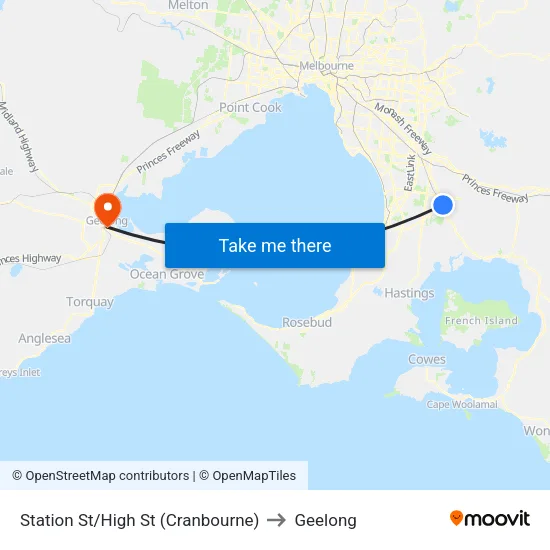Station St/High St to Geelong map