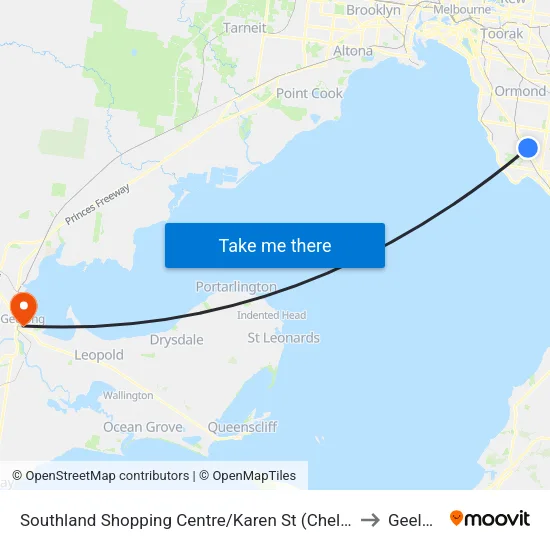 Southland Shopping Centre/Karen St to Geelong map