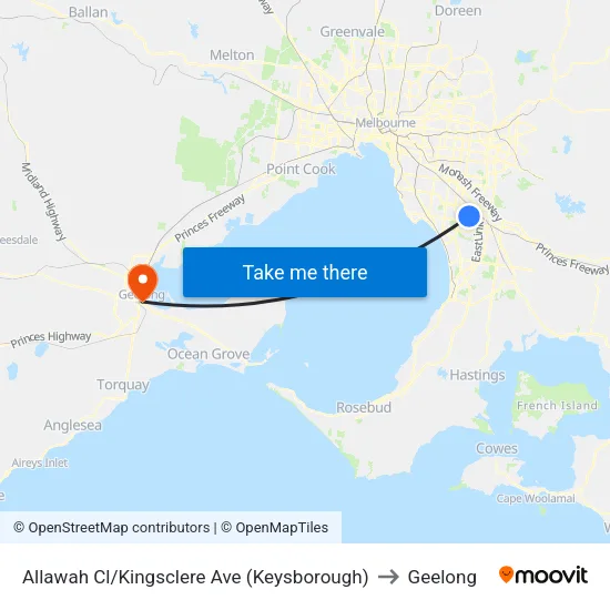 Allawah Cl/Kingsclere Ave to Geelong map