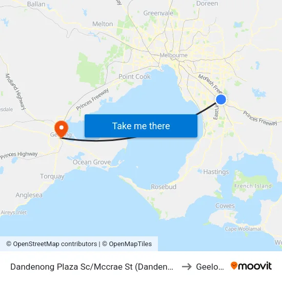 Dandenong Plaza Sc/Mccrae St to Geelong map