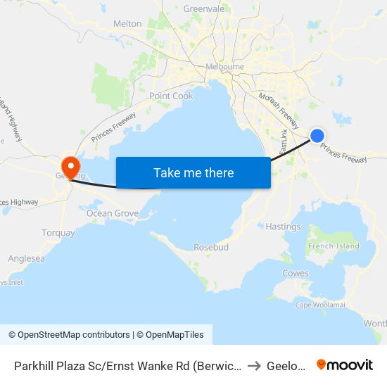 Parkhill Plaza Sc/Ernst Wanke Rd (Berwick) to Geelong map