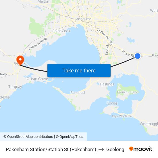 Pakenham Station/Station St (Pakenham) to Geelong map