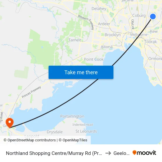 Northland Shopping Centre/Murray Rd to Geelong map