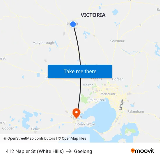 Rheola St/Napier St to Geelong map