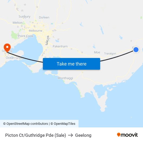 Picton Ct/Guthridge Pde (Sale) to Geelong map