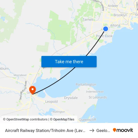 Aircraft Station/Triholm Ave to Geelong map