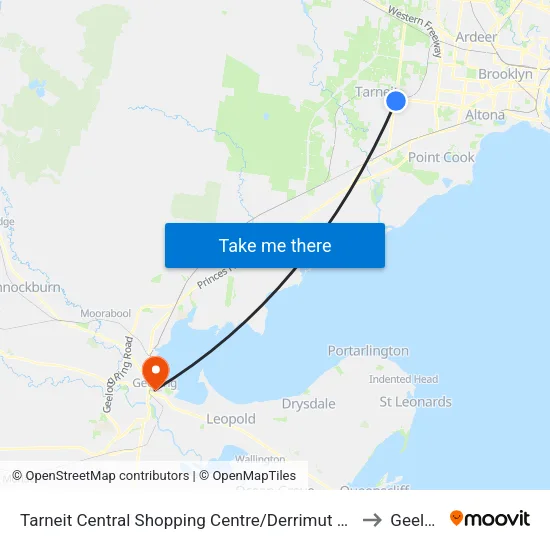 Tarneit Central Shopping Centre/Derrimut Rd to Geelong map