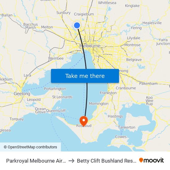 Parkroyal Melbourne Airport to Betty Clift Bushland Reserve map