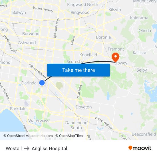 Westall to Angliss Hospital map