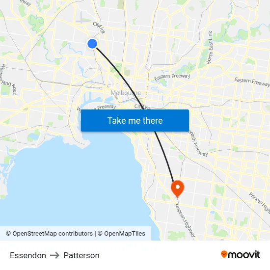 Essendon to Patterson map