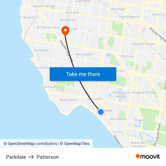 Parkdale to Patterson map