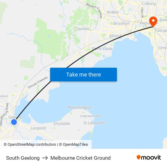 South Geelong to Melbourne Cricket Ground with public transportation