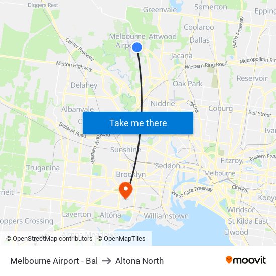 Melbourne Airport - Bal to Altona North map