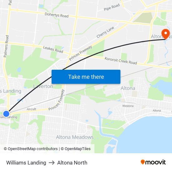 Williams Landing to Altona North map