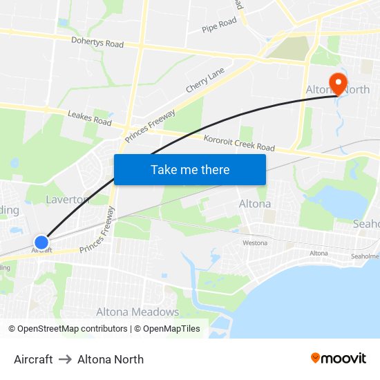 Aircraft to Altona North map