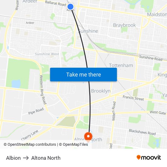 Albion to Altona North map